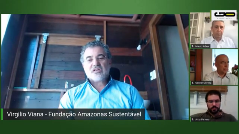 Webinar realizado pela Fundação Amazônia Sustentável (FAS) com a participação do superintendente geral da FAS, Virgilio Viana, e outro convidados, para discutir o trabalho a favor de indígenas e população do Amazonas