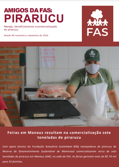 Capa de publicação sobre o manejo de pirarucu, criada pela Fundação Amazônia Sustentável (FAS).