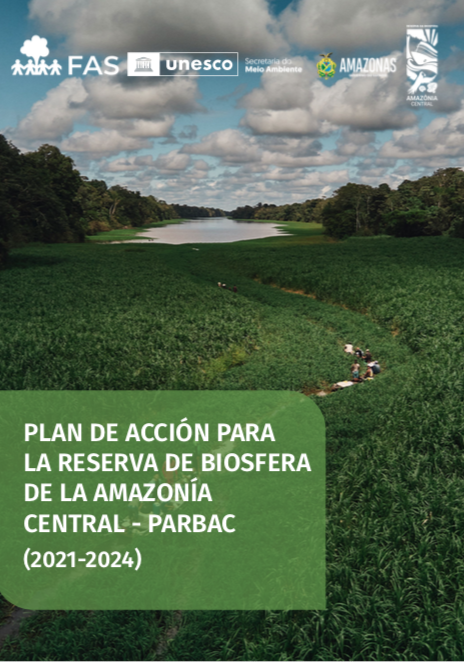 Capa de publicação em espanhol criada pela Fundação Amazônia Sustentável (FAS).