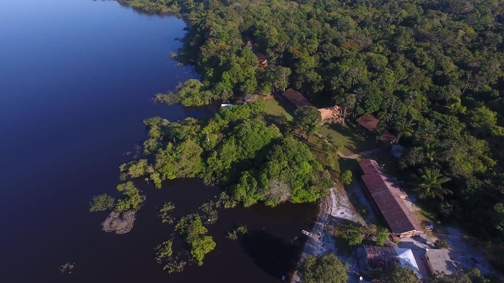 Foto aérea de comunidade no interior do Amazonas.