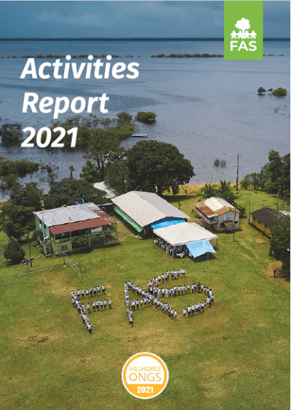 Capa de relatório em inglês da Fundação Amazônia Sustentável (FAS).