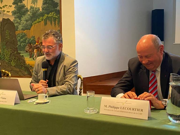 Virgilio Viana, superintendente geral da Fundação Amazônia Sustentável (FAS), ao lado do Presidente do Conselho de Adminsitração do CCBF.