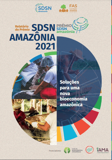 Capa de relatório do Prêmio SDSN Amazônia 2021.