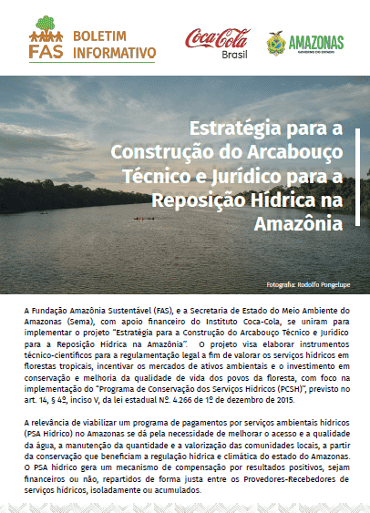 Capa de boletim informativo criado pela Fundação Amazônia Sustentável (FAS).