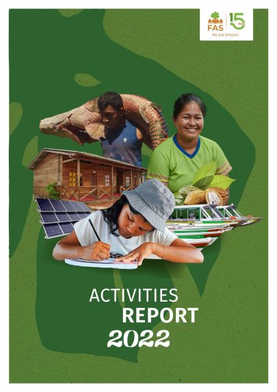 Capa em inglês do Relatório de Atividades 2022 da Fundação Amazônia Sustentável (FAS).