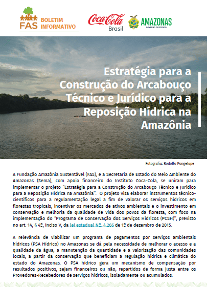 Capa de boletim produzido pela Fundação Amazônia Sustentável (FAS)
