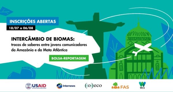 Capa de chamada para Intercâmbio de Biomas, realizado pela O Eco em parceria com diversas instituições, dentre elas a Fundação Amazônia Sustentável (FAS).