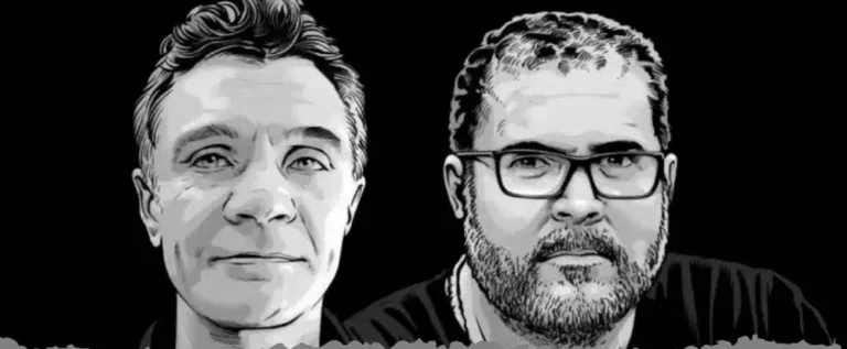 Retrato de Dom Phillips e Bruno Pereira.